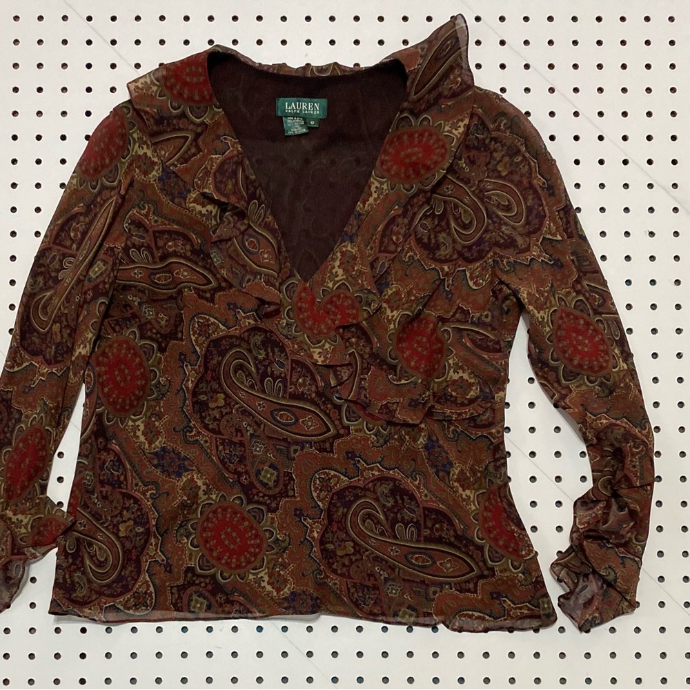 Lauren Ralph Lauren Paisley Blouse - Brown and Red